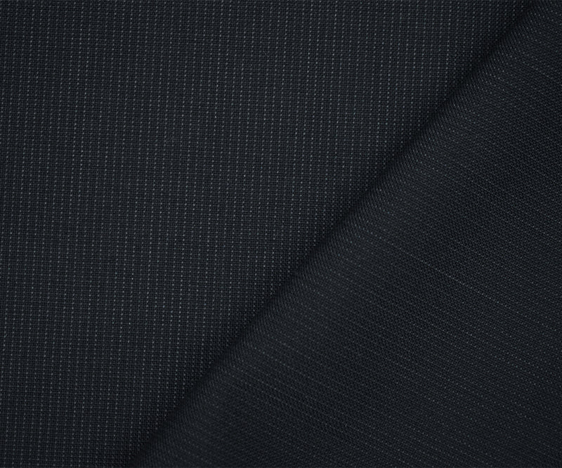 Black-Gray Wool Polyester Dobby Woven Suiting Fabric