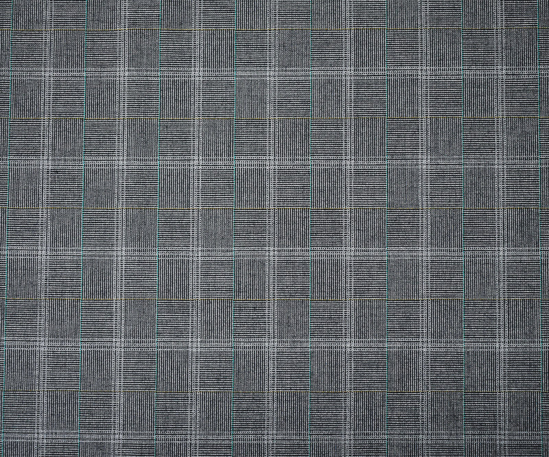 Gray-Green-Multi Poly-Wool Check Tile Shirting Woven Fabric