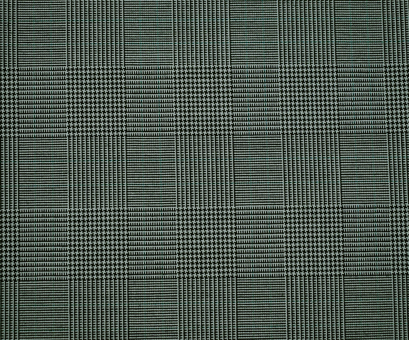 Black-Gray-Green Poly Wool Blend Glen Plaid Shirting Fabric