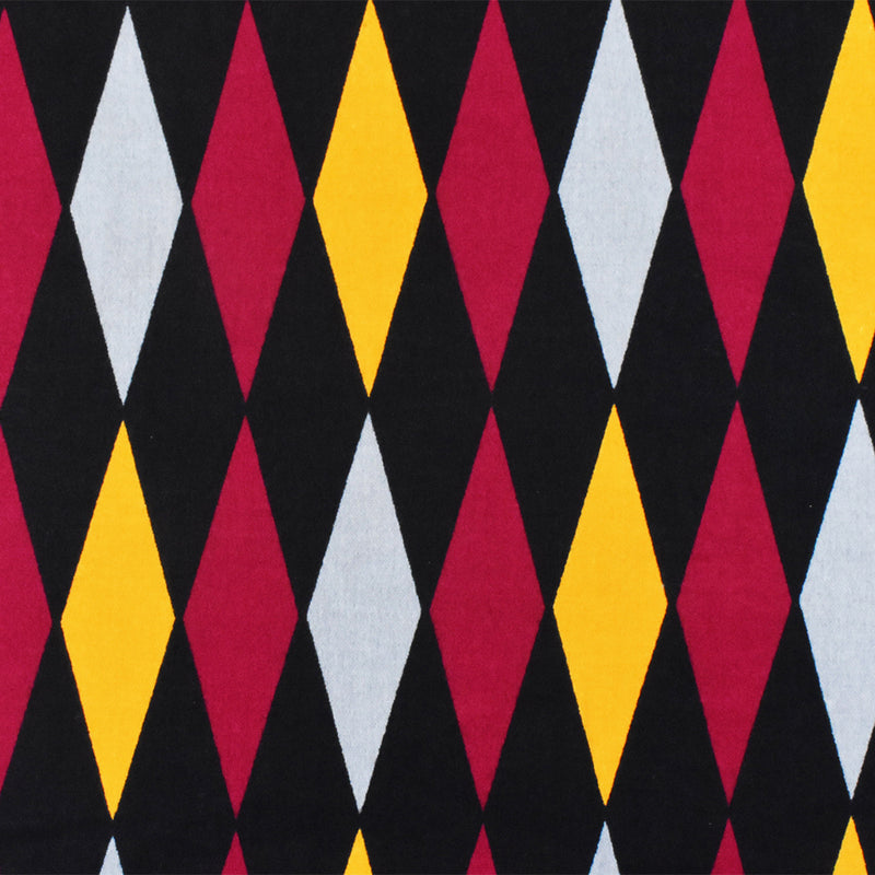 Red-Black-Multi Diamond Printed Stretch Cotton Spandex Twill Sateen Fabric