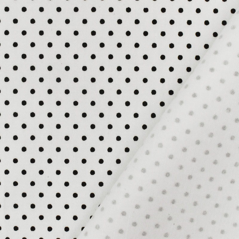 8 YD PC-Black-White Dot Printed Stretch Cotton Spandex Twill Sateen Fabric