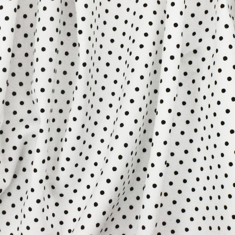 8 YD PC-Black-White Dot Printed Stretch Cotton Spandex Twill Sateen Fabric