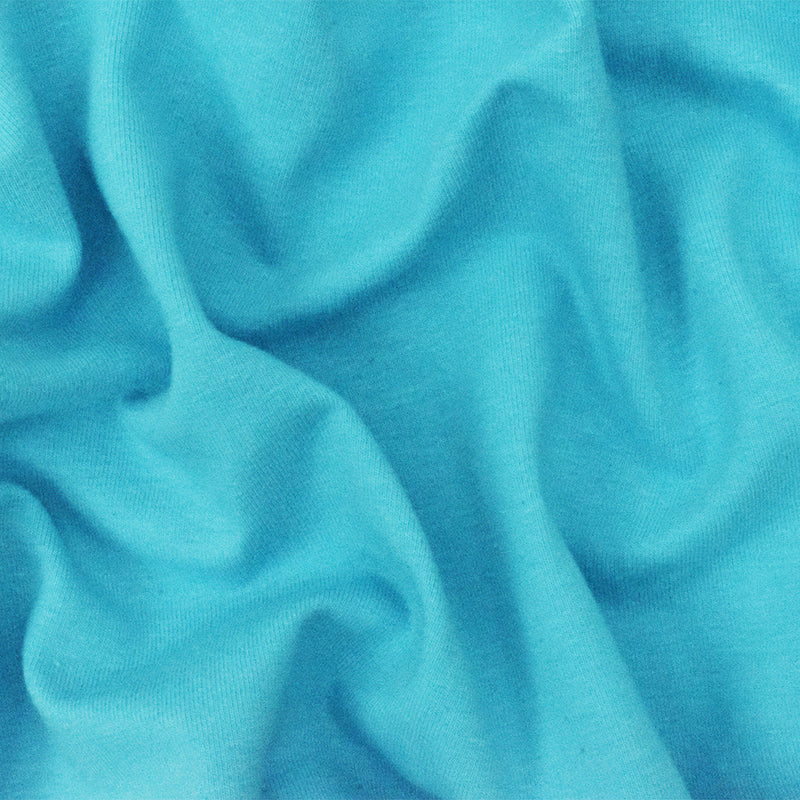 Aqua Blue Solid Stretch Cotton Spandex Jersey Knit Fabric