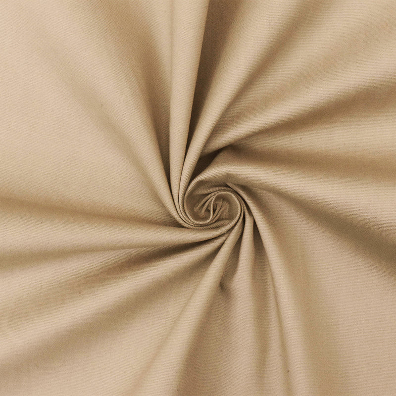 Beige Solid Cotton Stretch Spandex Poplin Woven Fabric