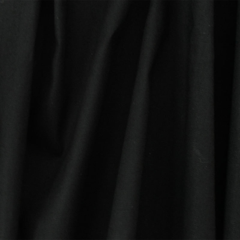 Dark Black Solid Cotton Spandex Broadcloth Woven Fabric