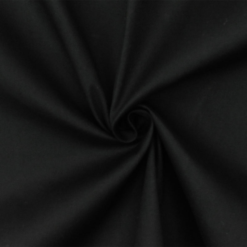 Dark Black Solid Cotton Spandex Broadcloth Woven Fabric