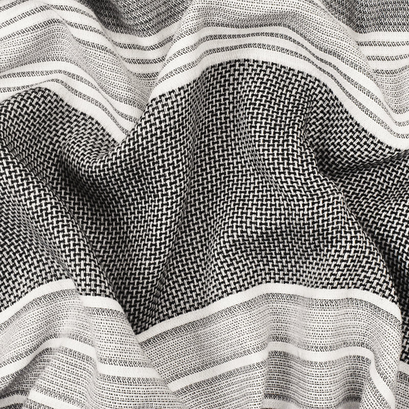 Black-White Famous Maker Cotton Textured Stripe Dobby Woven Shirting Fabric