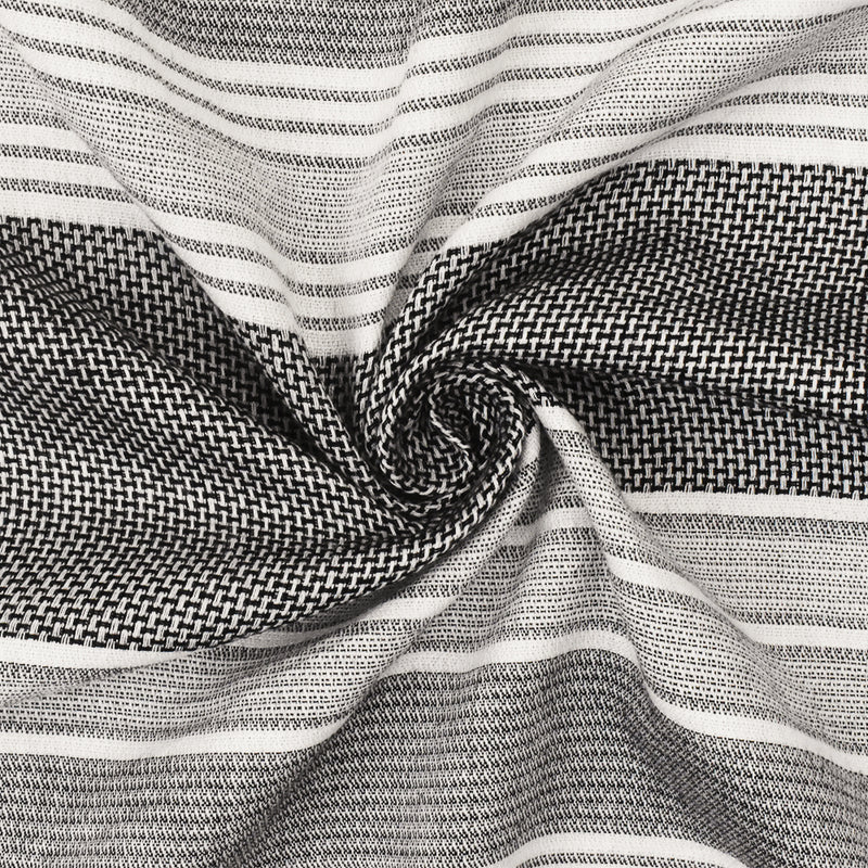 Black-White Famous Maker Cotton Textured Stripe Dobby Woven Shirting Fabric