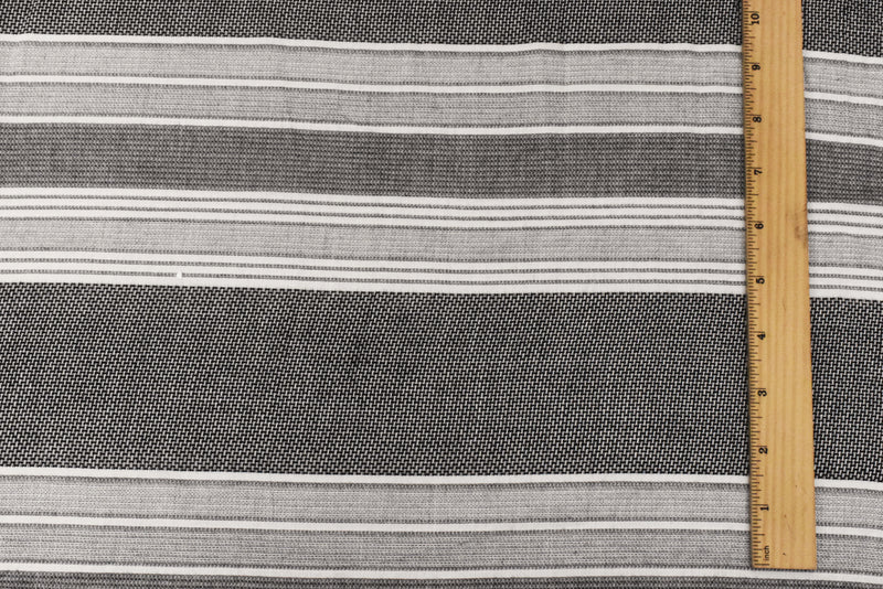 Black-White Famous Maker Cotton Textured Stripe Dobby Woven Shirting Fabric
