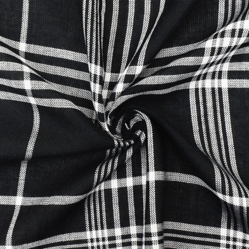 Black-White Famous Maker Cotton Plaid Gauze Woven Fabric