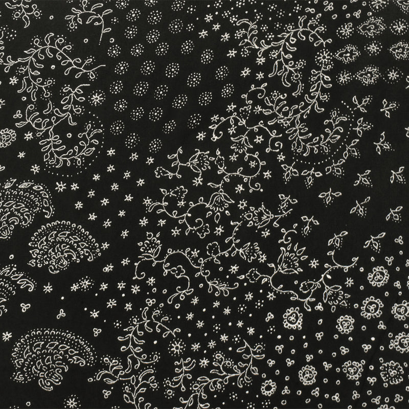 4 YD PC-Black-Ivory Famous Designer Rayon Fancy Paisley Printed Chiffon Fabric