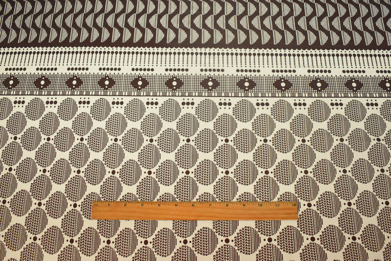 Brown-Ivory Dot Striped Pattern Printed Stretch Silk Jersey Knit Fabric