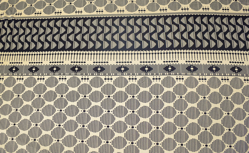 Black-Beige Dot Striped Pattern Printed Stretch Silk Jersey Knit Fabric