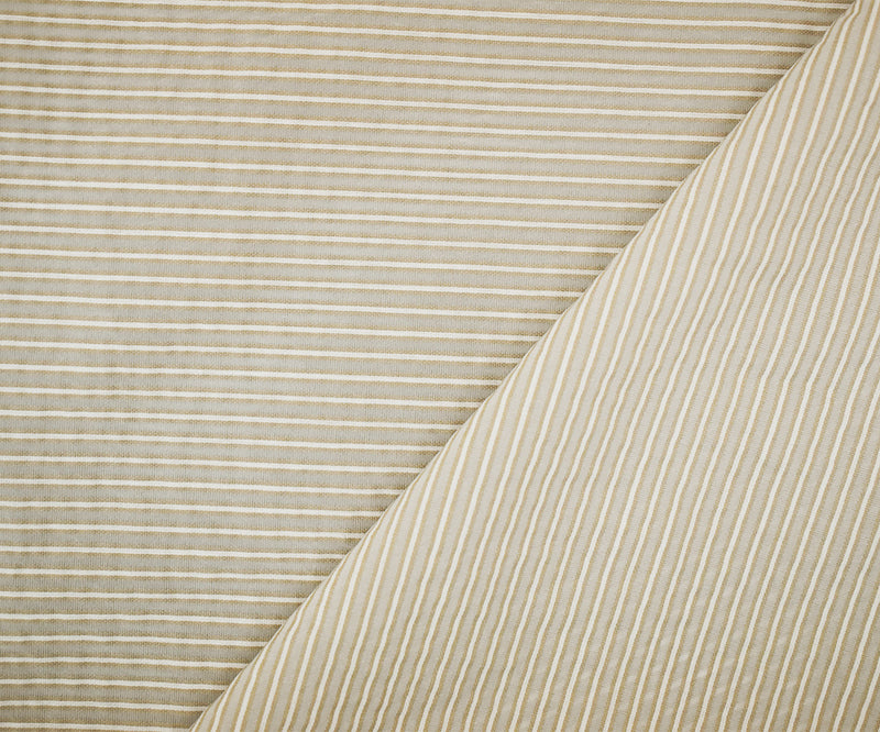 Taupe Beige-White Striped Semi-Sheer Poly Rayon Woven Fabric