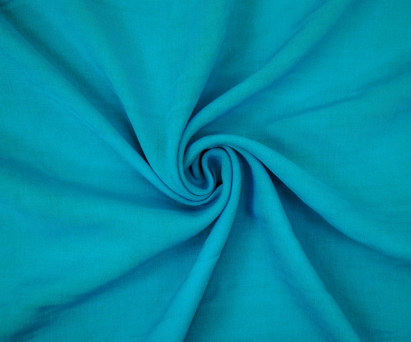 2 1/4 YD PC-True Turquoise Rayon Solid Challis Woven Fabric