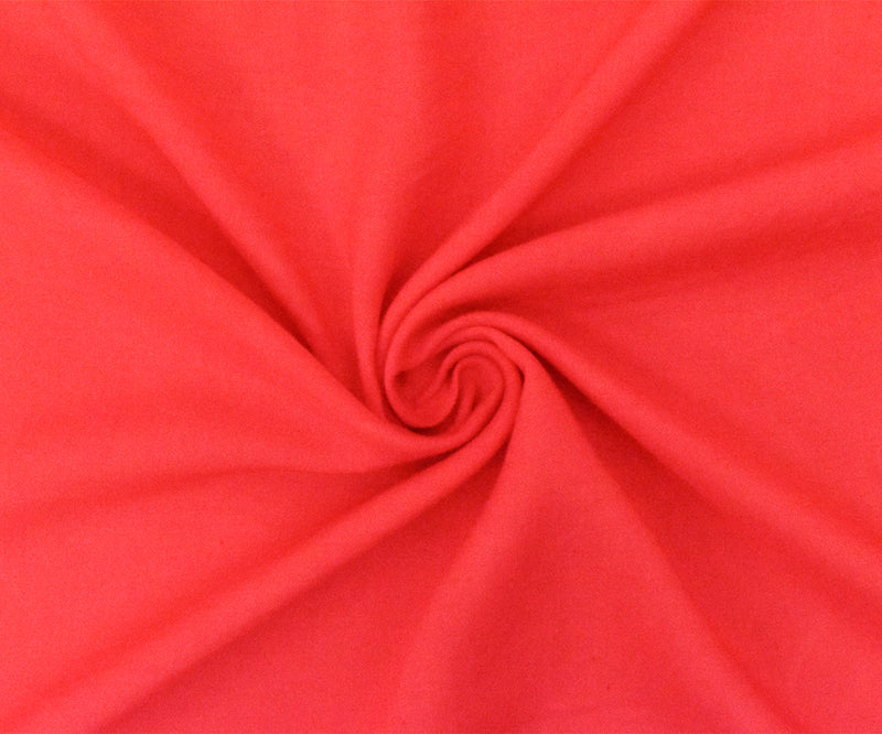 Coral Red Rayon Challis Solid Woven Fabric