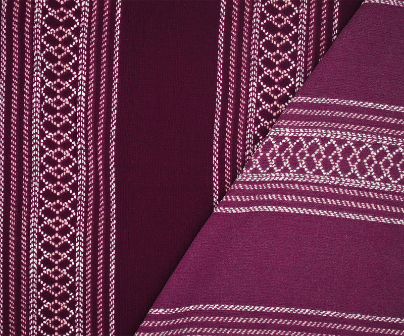 Magenta Purple-White Aztec Stripe Printed Poly Crepe Georgette Fabric