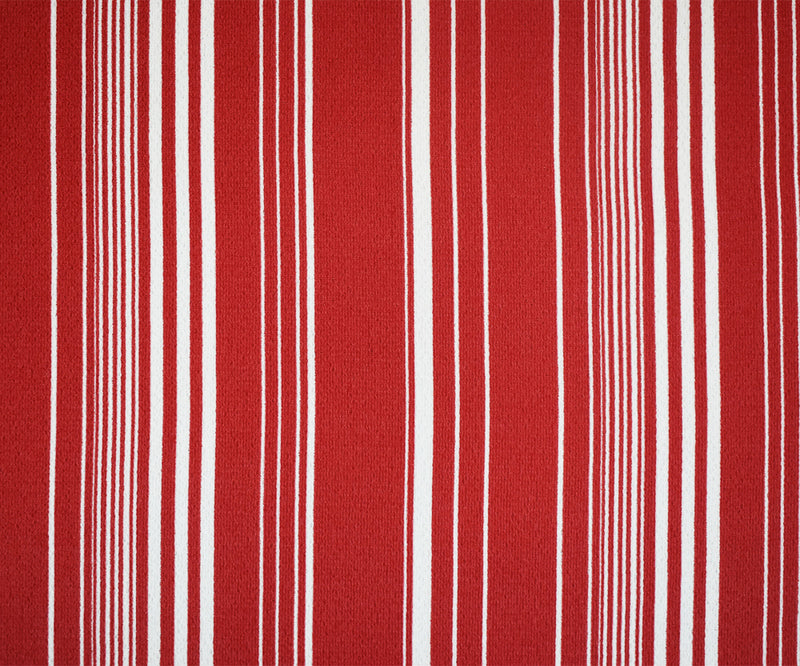 Red-White Stripe Printed Poly Crepe Georgette Woven Fabric