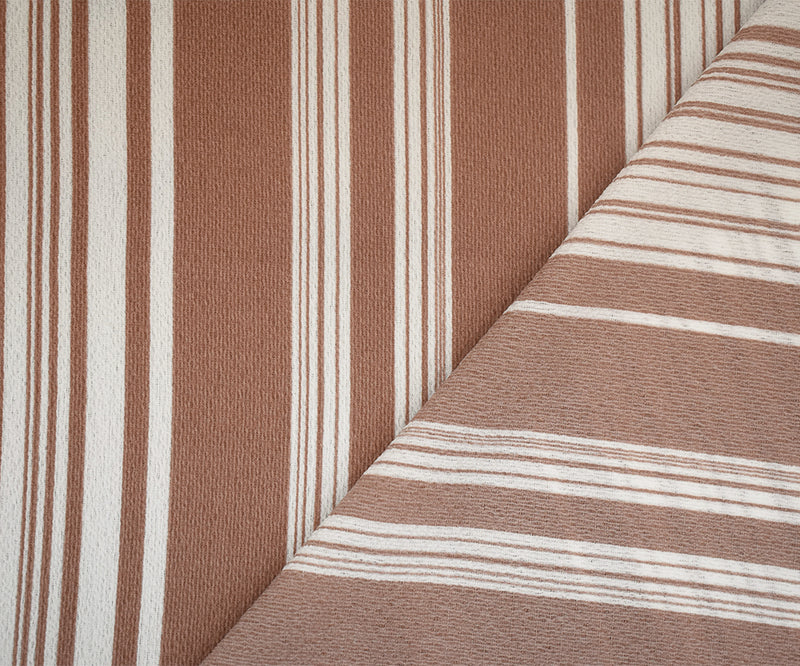Brown-White Stripe Printed Poly Crepe Georgette Woven Fabric