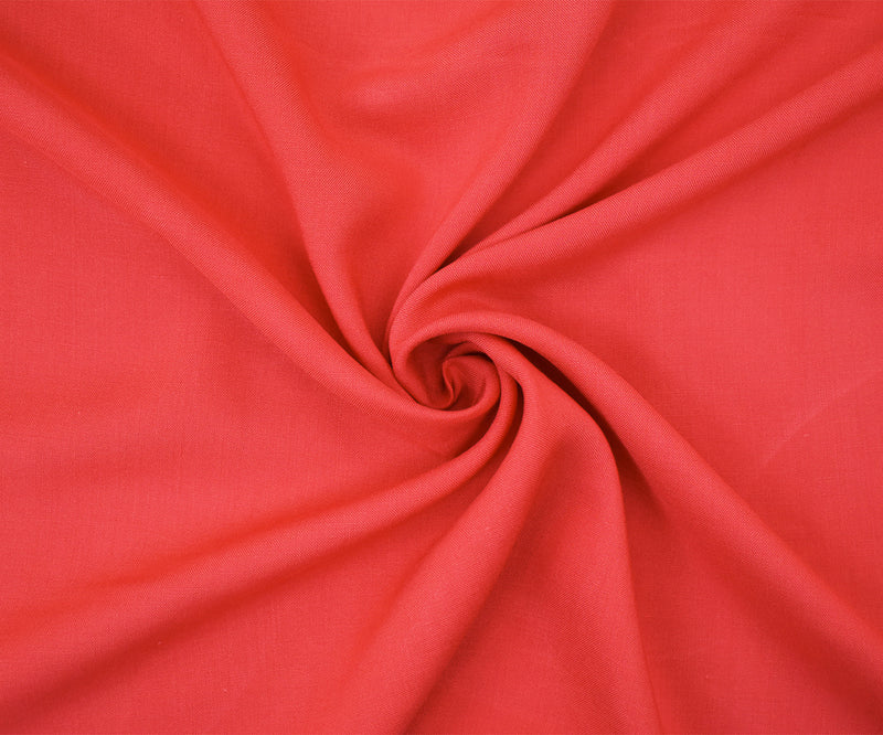 Coral Red Solid Rayon Challis Woven Fabric