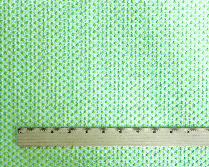 Neon Green-White Poly-Lycra Texture Dobby Jacquard Woven Fabric