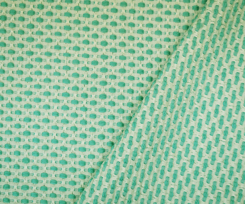 Teal-White Poly-Lycra Texture Dobby Jacquard Woven Fabric