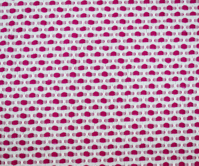 Fuchsia Pink-White Poly-Lycra Texture Dobby Jacquard Woven Fabric