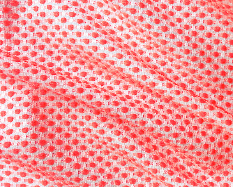 Neon Pink-White Poly-Lycra Texture Dobby Jacquard Woven Fabric