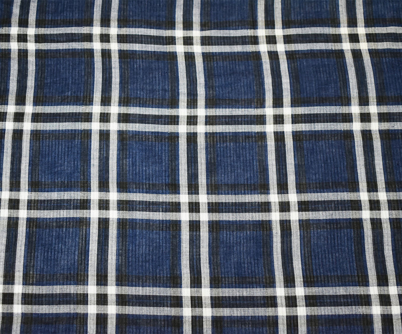Blue-Black-Multi Famous Maker Cotton Plaid Double Gauze Woven Fabric