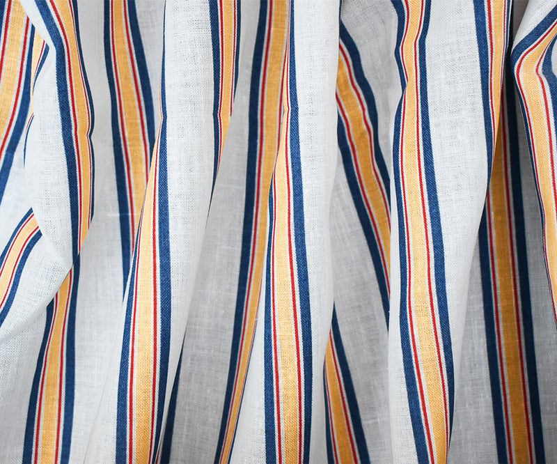 Blue-Red-Yellow Stripe Printed Linen Woven Fabric