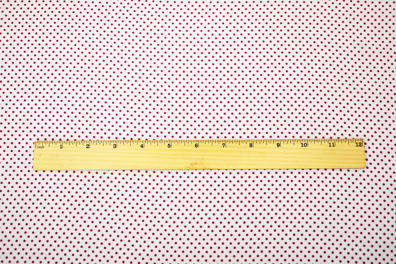 White-Red Polka Dots Printed Poly Chiffon Woven Fabric