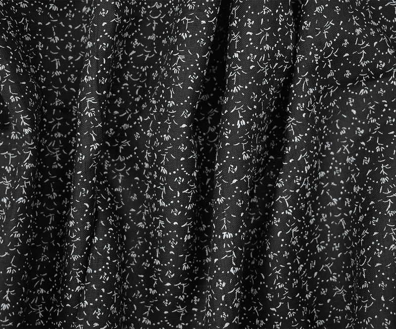 Black-White Nani IRO Dainty Abstract Pattern Printed Linen Sheeting Fabric
