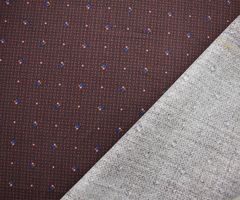 Brown-Multi Japanese Abstract Mico Geometric Printed Sateen Woven Fabric