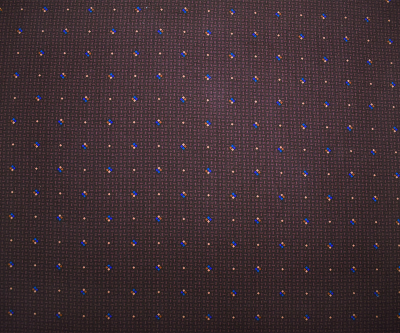 Brown-Multi Japanese Abstract Mico Geometric Printed Sateen Woven Fabric