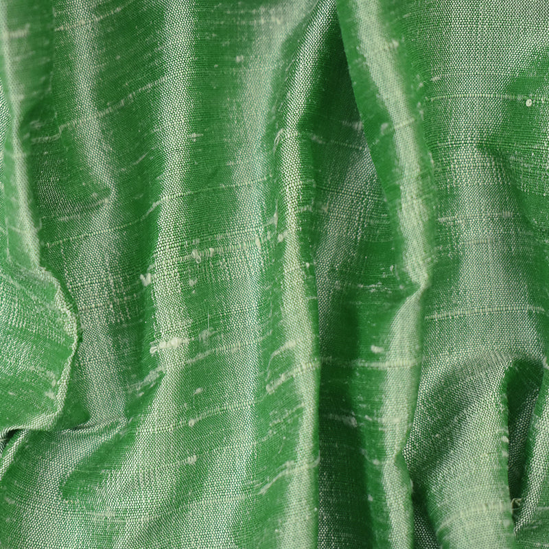 White-Green Silk Iridescent Dupioni Woven Fabric