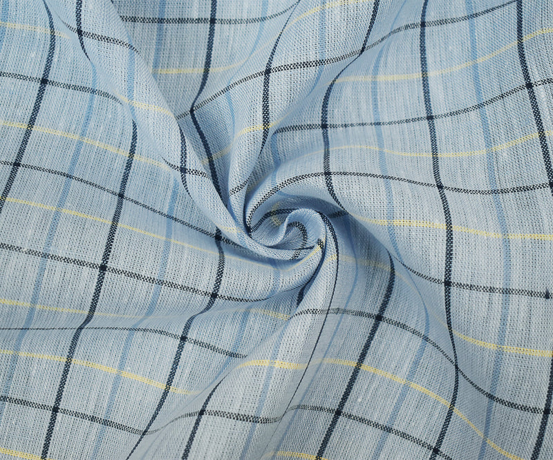 Blue-Yellow-Multi Spence Bryson Check Plaid Irish Linen Slub Woven Fabric