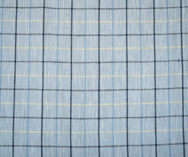 Blue-Yellow-Multi Spence Bryson Check Plaid Irish Linen Slub Woven Fabric