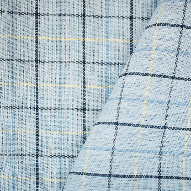 Blue-Yellow-Multi Spence Bryson Check Plaid Irish Linen Slub Woven Fabric