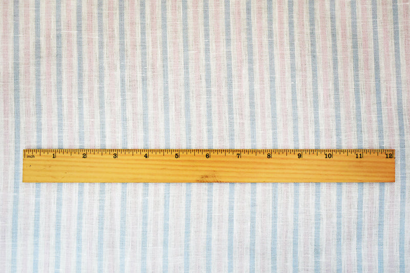 Blue-Pink-White Spence Bryson Stripe Irish Linen Slub Woven Fabric
