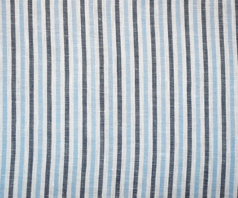 Dark Blue-Blue-White Spence Bryson Stripe Irish Linen Slub Woven Fabric
