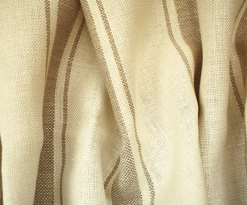 Ivory-Natural Moygashel Stripe Woven Irish Linen Home Decorating Fabric
