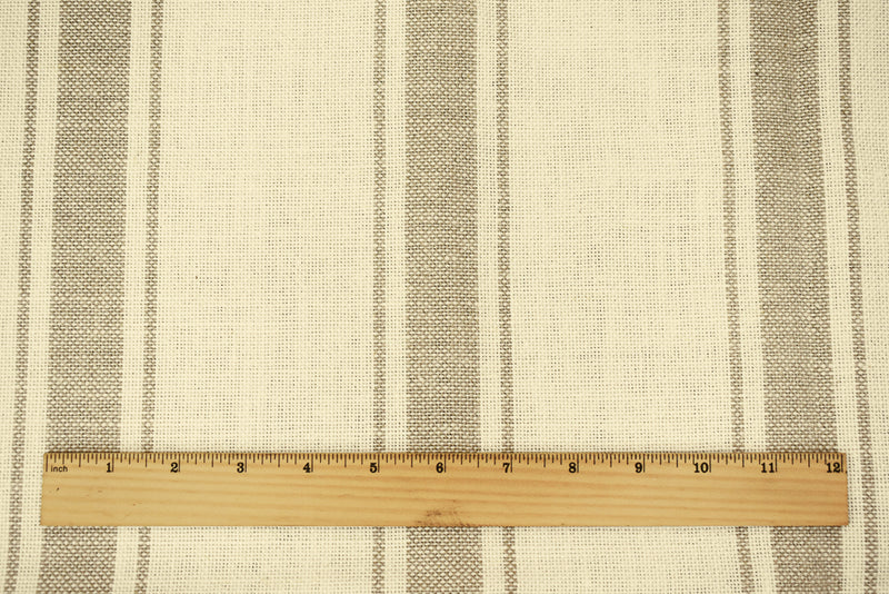 Ivory-Natural Moygashel Stripe Woven Irish Linen Home Decorating Fabric
