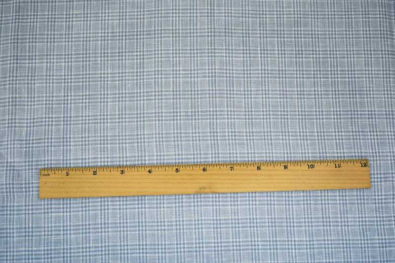 White-Blue Spence Bryson Plaid Irish Linen Woven Fabric
