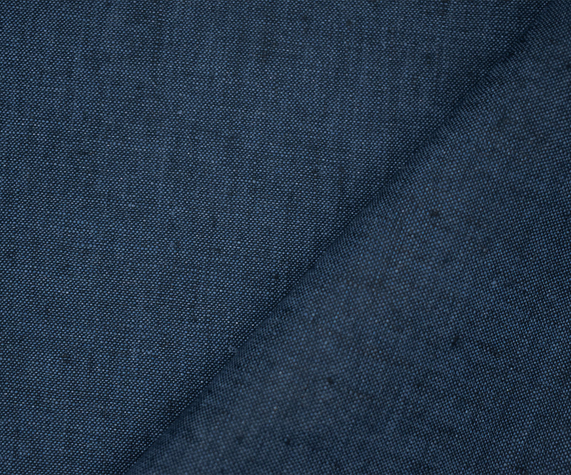 Black-Blue Spence Bryson Slub Texture Irish Linen Chambray Woven Fabric