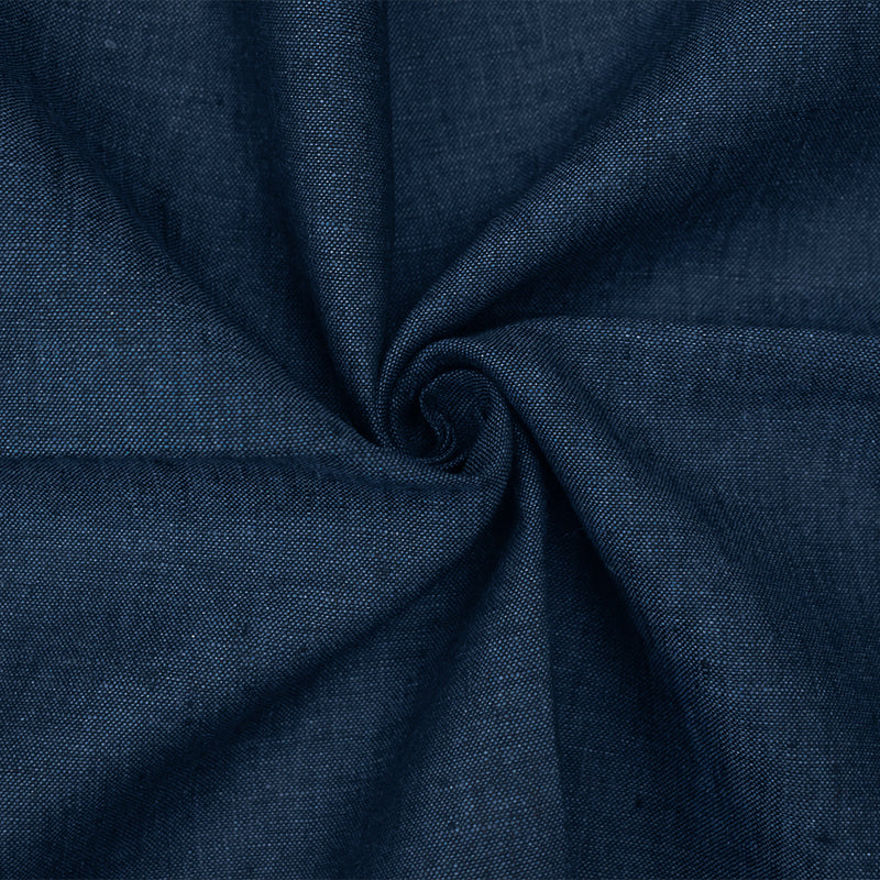 Black-Blue Spence Bryson Slub Texture Irish Linen Chambray Woven Fabric