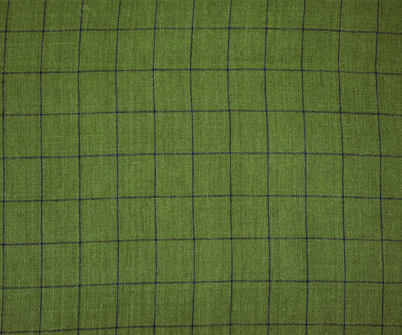 Green-Blue Spence Bryson Washed Grid Check Irish Linen Woven Fabric