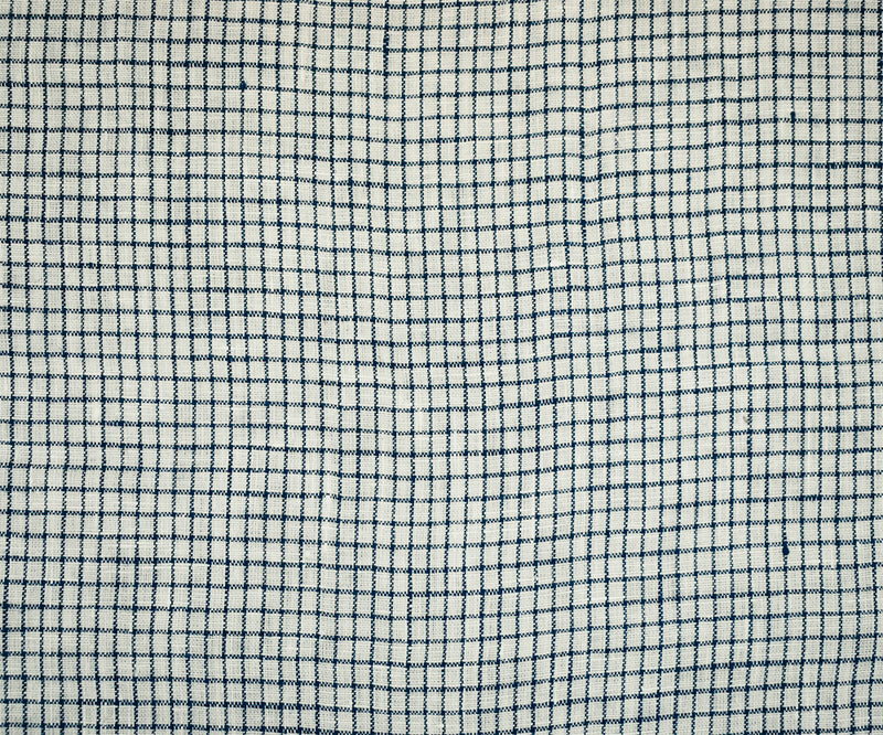 Dark Navy-White Spence Bryson Grid Check Washed Irish Linen Woven Fabric