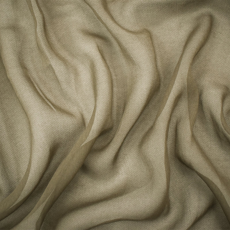 Taupe Brown Silk Chiffon Woven Fabric