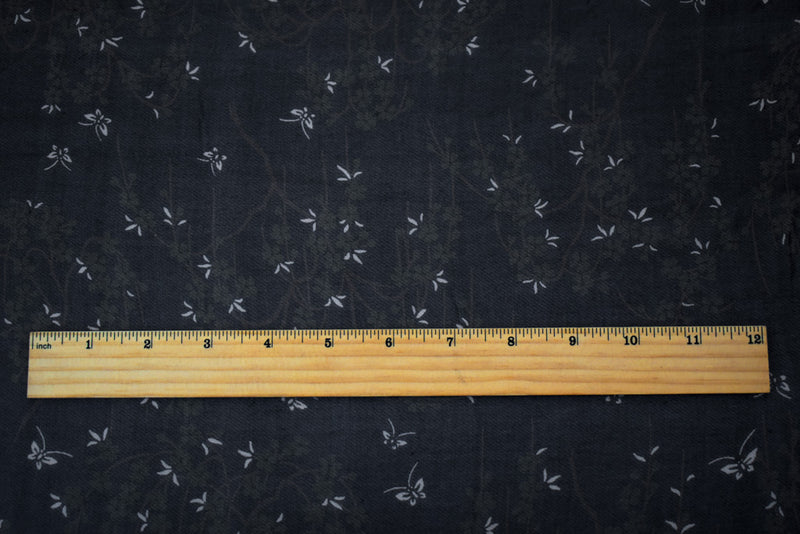 Black-Green-Multi Silk Butterfly Floral Printed Chiffon Woven Fabric