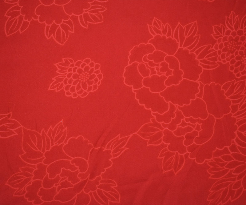 Red-Coral Silk Floral Printed Charmeuse Woven Fabric